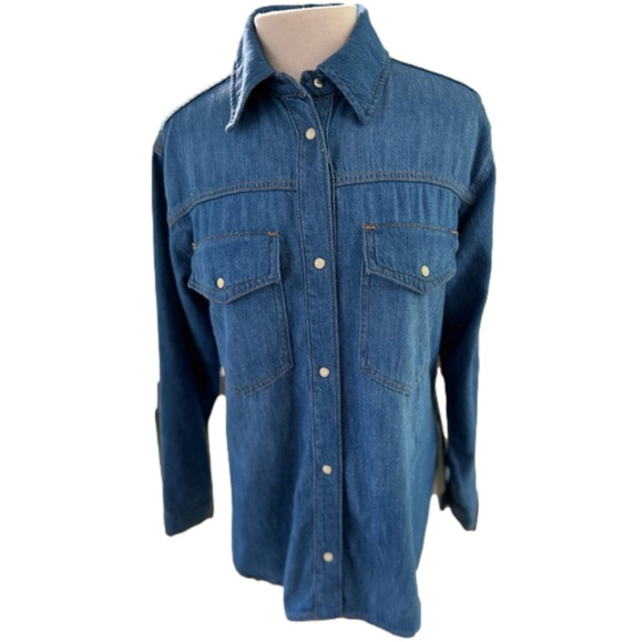 Zara Tops - Zara Blue Denim Small Shacket Shirt Jacket Long Sleeve Snap Pockets Women’s NEW